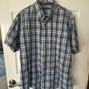 Mens Bass brand short sleeve plaid button down, XL
